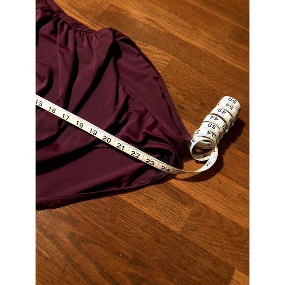 Vintage-Inspired Plum Halter One-Piece Swimsuit – Ruched Front - Picture 4 of 5